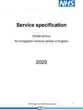 Service specification Dental service for immigration removal centres in England